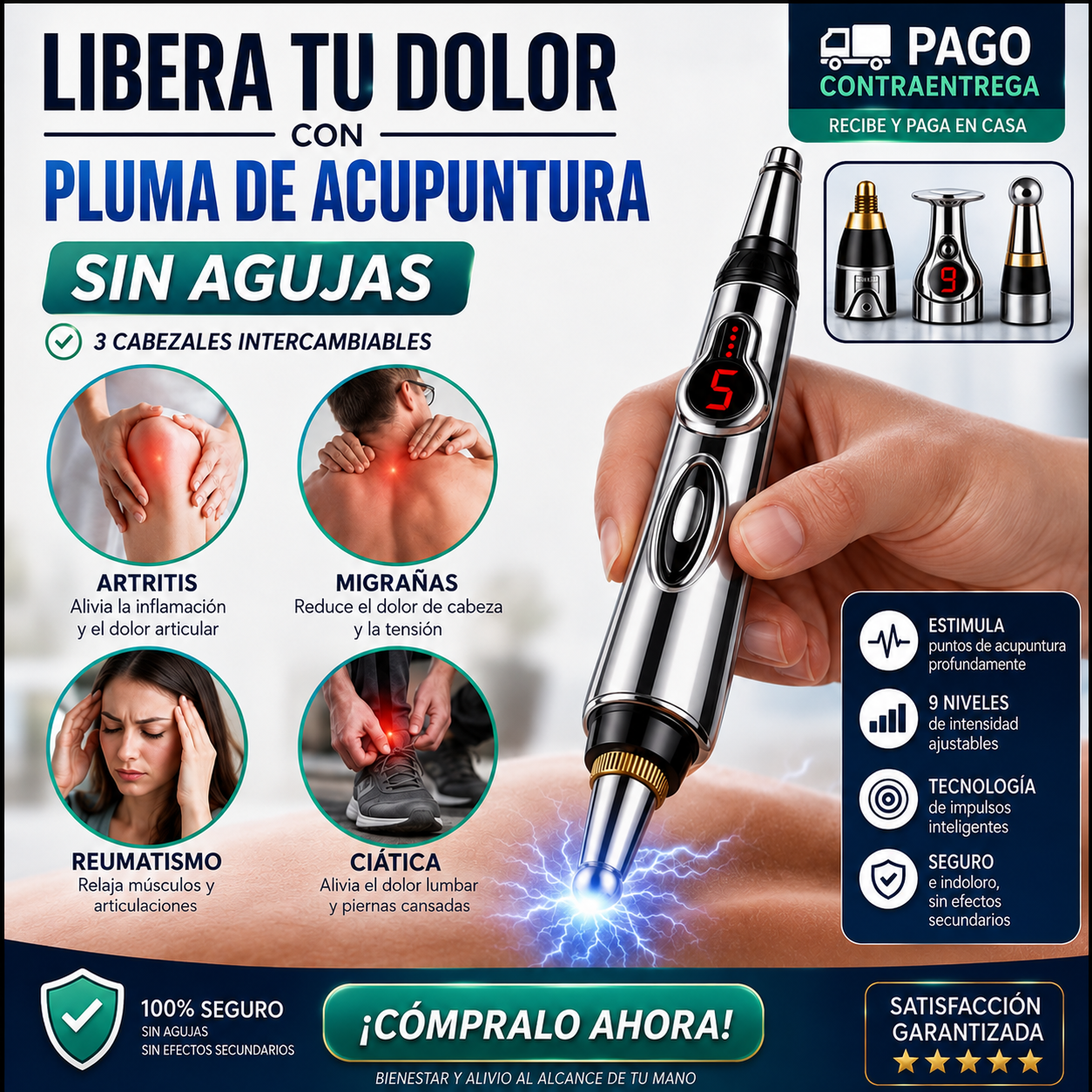 Alivio Instantáneo Sin Agujas - Lapiz Acupuntura - 3 en 1 ⚡️