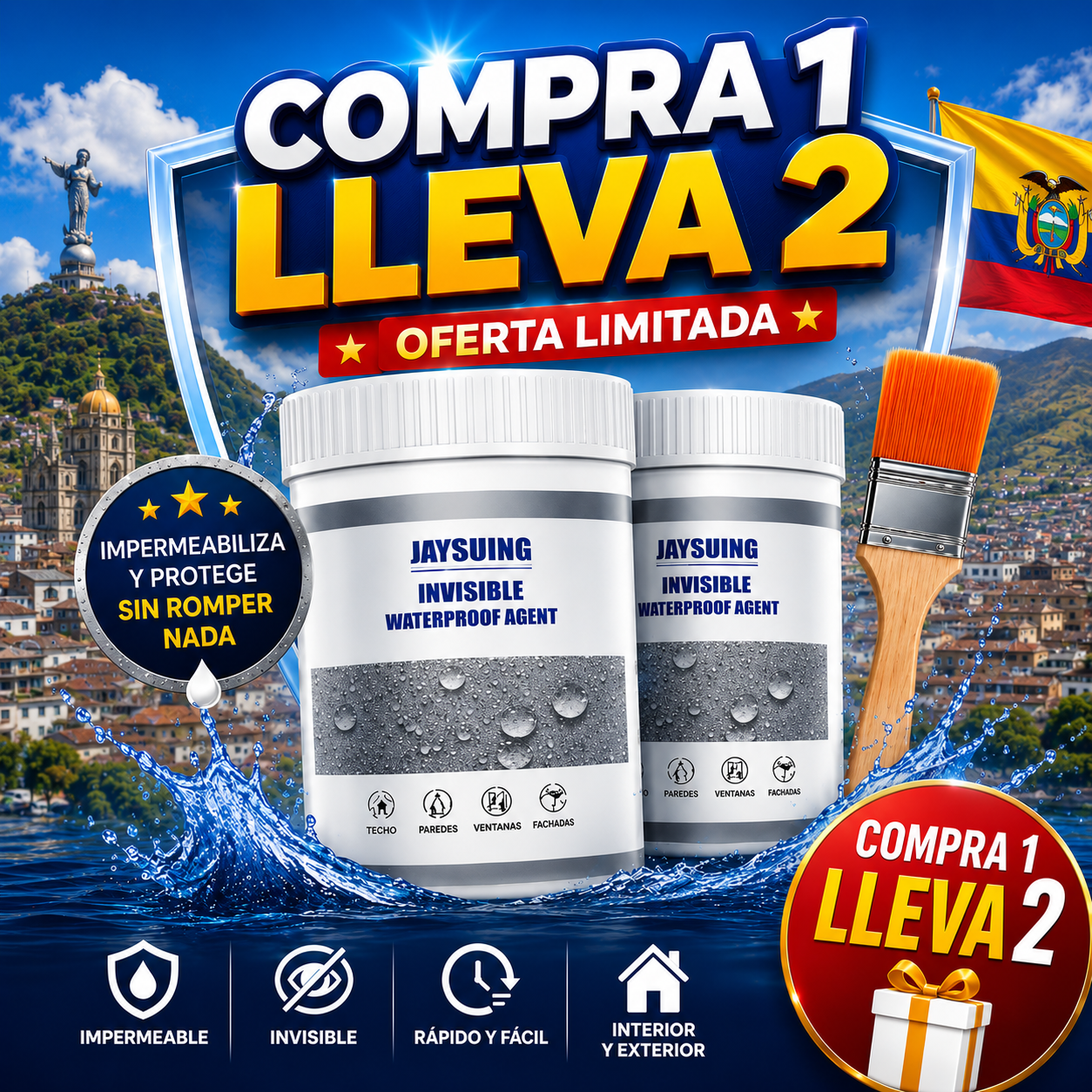 🔥 Compra 1 y Llévate 2 🎁 | Sellador Impermeabilizante Invisible Jaysuing™ – Protege contra filtraciones y humedad sin alterar el acabado.
