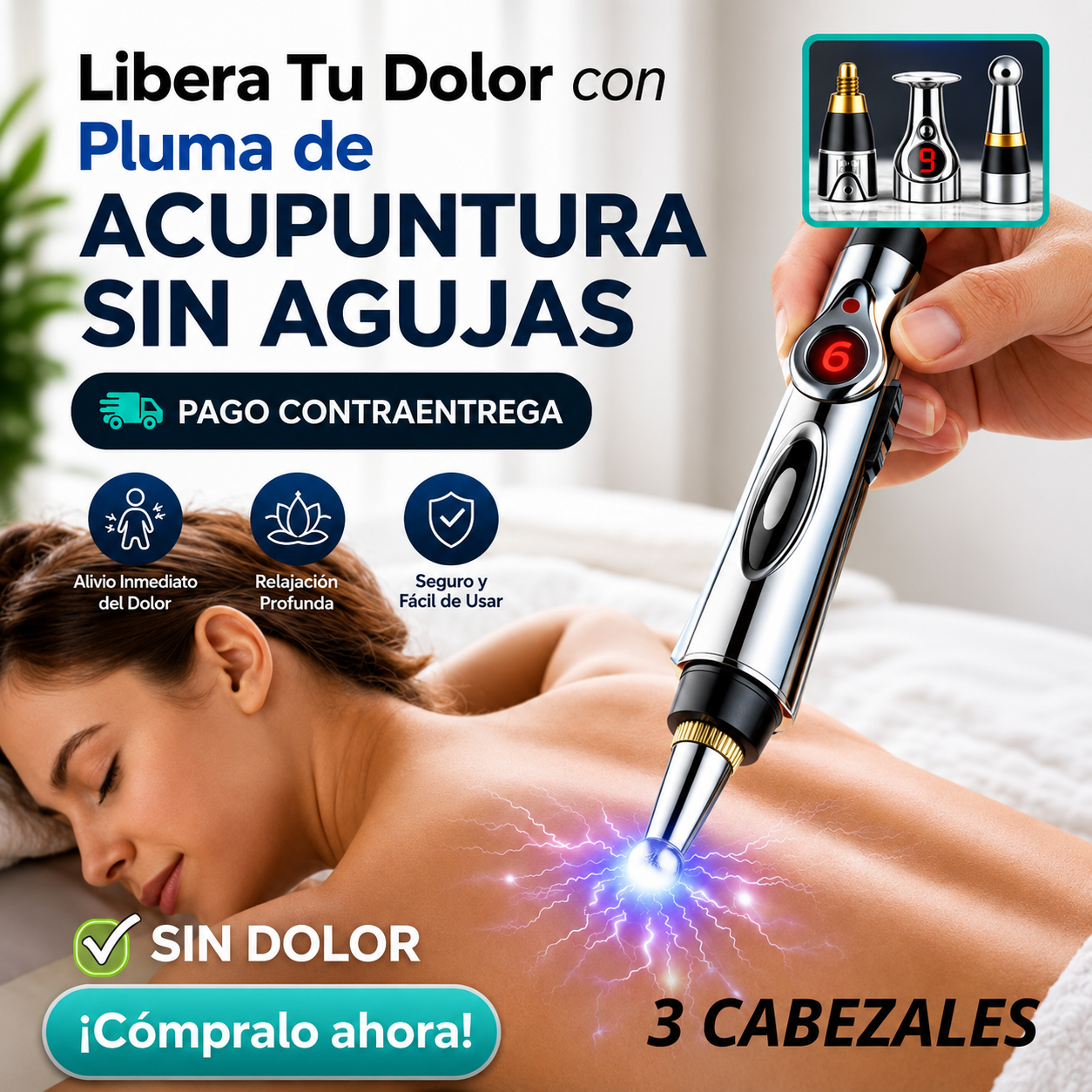 Alivio Instantáneo Sin Agujas - Lapiz Acupuntura - 3 en 1 ⚡️